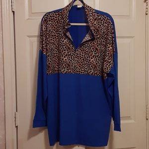 Sunshine & Rodeos royal blue with leopard top